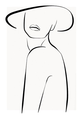  Posing In Hat Line Art